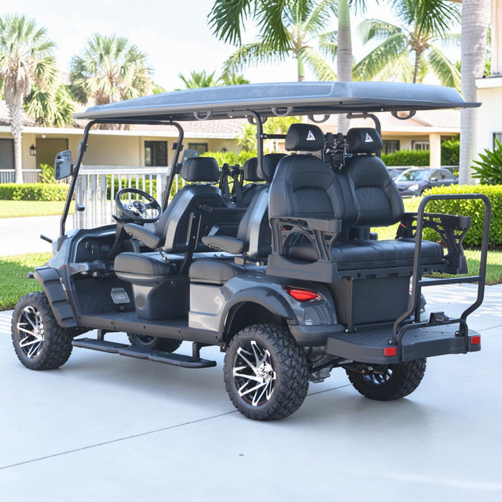 Black Grey 6 Seater Golf Cart With Black Seats - 206ah Extended Range Golf Cart LSV