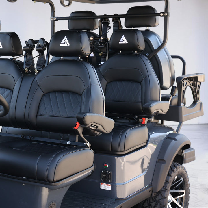 Black Grey 6 Seater Golf Cart With Black Seats - 206ah Extended Range Golf Cart LSV