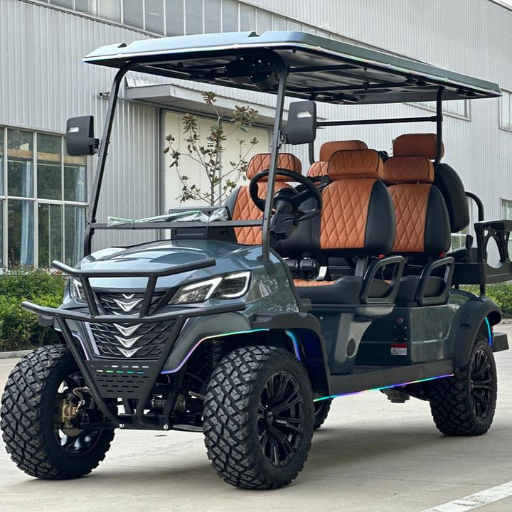 Dark Gray 6-Seater Golf Cart - 72v Lithium