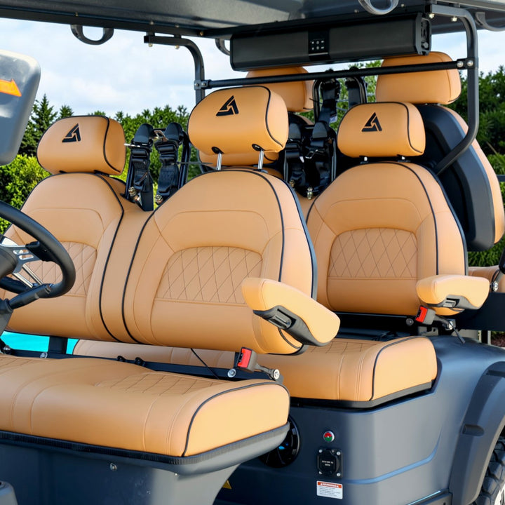 Black Grey 6 Seater Golf Cart With Saddle Seats - 206ah Extended Range Golf Cart LSV