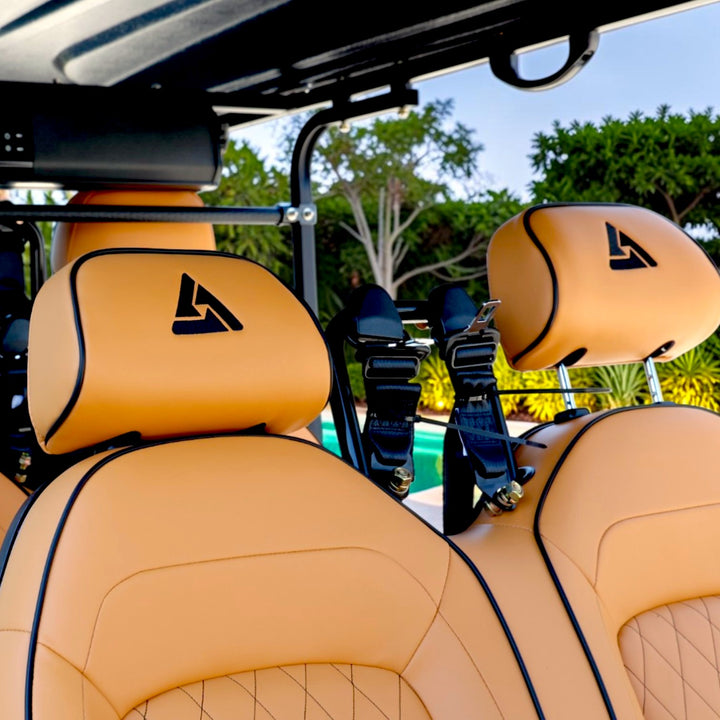 Black Grey 6 Seater Golf Cart With Saddle Seats - 206ah Extended Range Golf Cart LSV