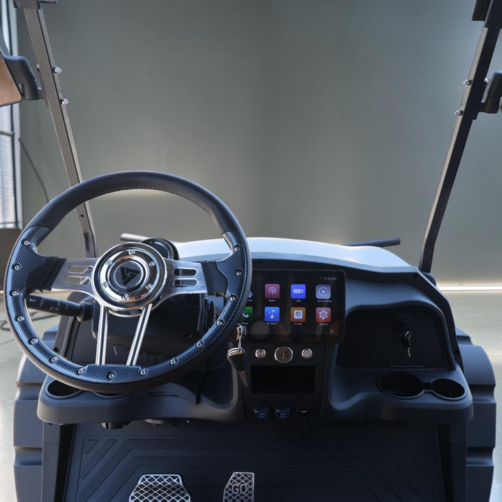 Black Grey 6 Seater Golf Cart With Saddle Seats - 206ah Extended Range Golf Cart LSV