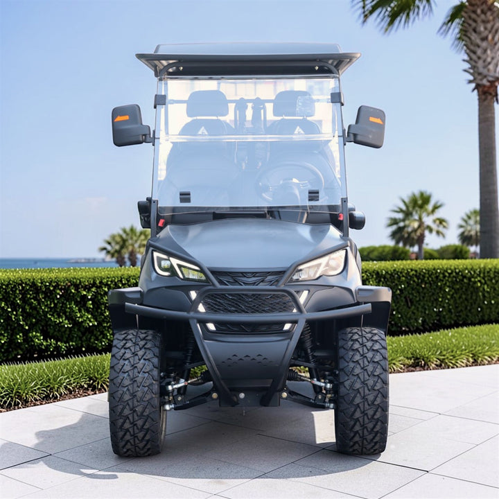 Black Grey 6 Seater Golf Cart With Black Seats - 206ah Extended Range Golf Cart LSV