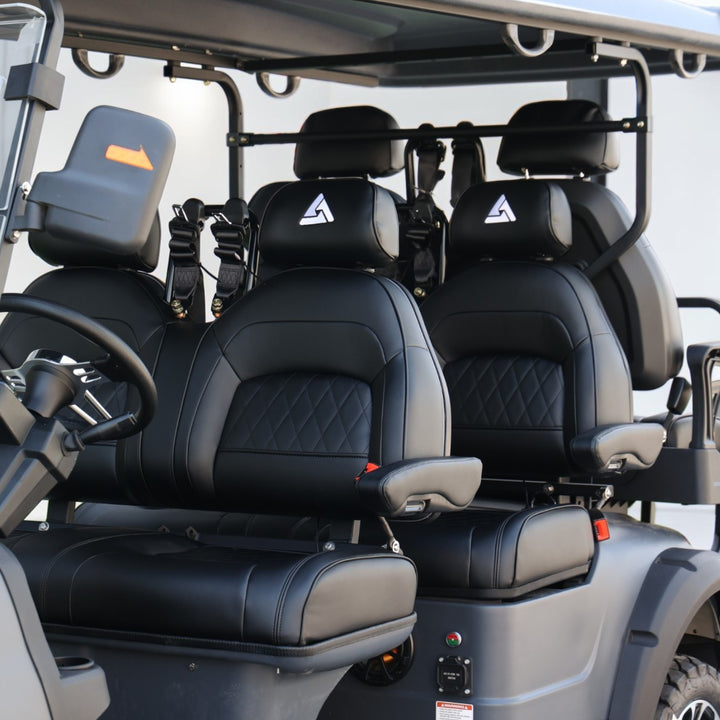 Black Grey 6 Seater Golf Cart With Black Seats - 206ah Extended Range Golf Cart LSV
