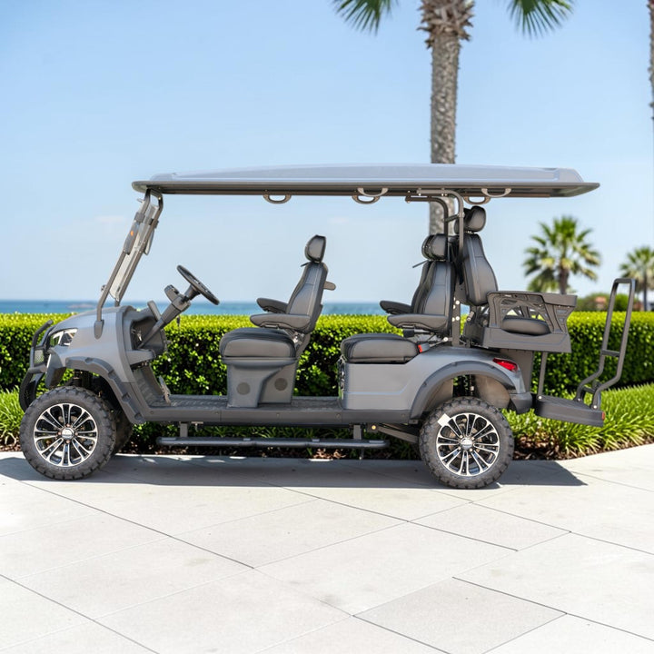Black Grey 6 Seater Golf Cart With Black Seats - 206ah Extended Range Golf Cart LSV