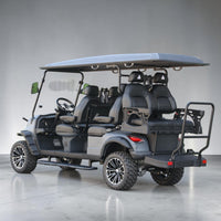 Black Grey 6 Seater Golf Cart With Black Seats - 206ah Extended Range Golf Cart LSV