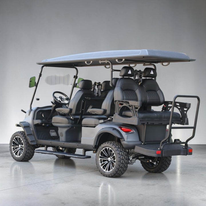 Black Grey 6 Seater Golf Cart With Black Seats - 206ah Extended Range Golf Cart LSV