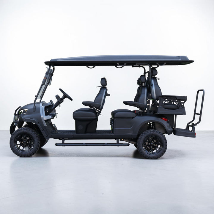 Jet Black 6 Seater Golf Cart With Black Seats - 206ah Extended Range Golf Cart LSV