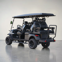 Jet Black 6 Seater Golf Cart With Black Seats - 206ah Extended Range Golf Cart LSV