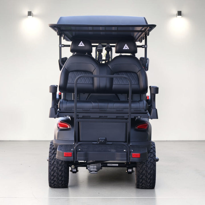 Jet Black 6 Seater Golf Cart With Black Seats - 206ah Extended Range Golf Cart LSV