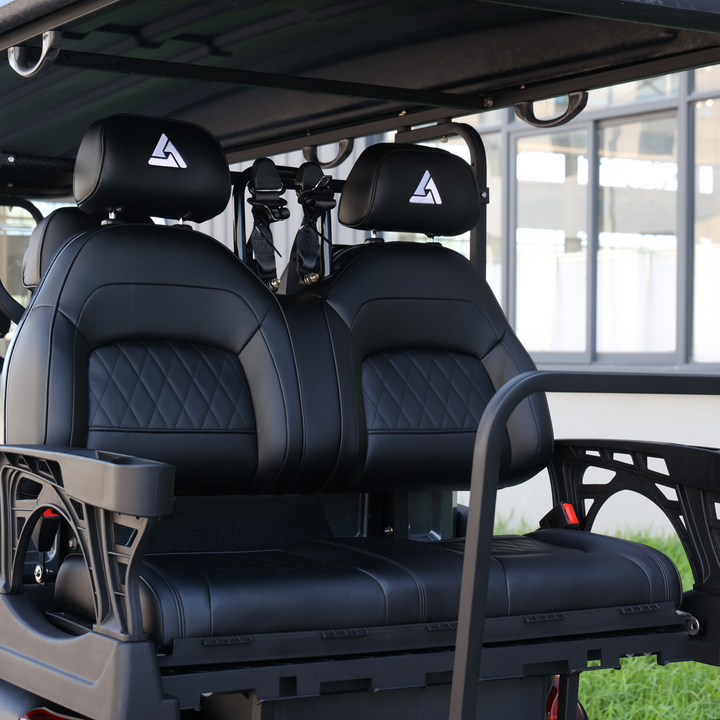 Jet Black 6 Seater Golf Cart With Black Seats - 206ah Extended Range Golf Cart LSV