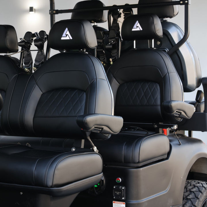 Jet Black 6 Seater Golf Cart With Black Seats - 206ah Extended Range Golf Cart LSV