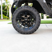 Jet Black 6 Seater Golf Cart With Black Seats - 206ah Extended Range Golf Cart LSV