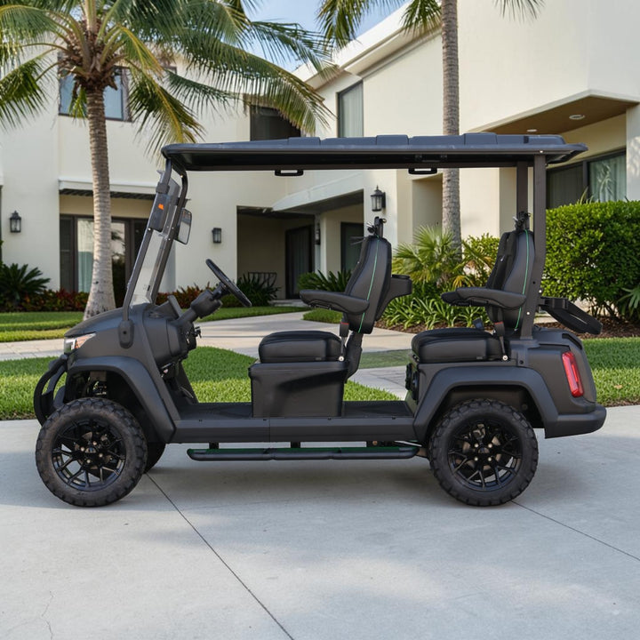 Jet Black 4 Forward Golf Cart With Black Seats - 150ah EcoBattery LSV