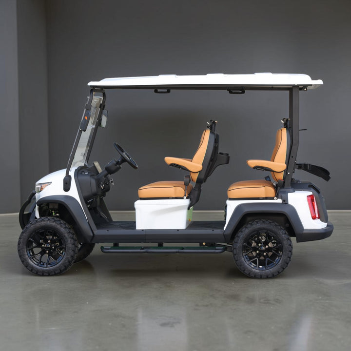 Signal White 4 Forward Golf Cart With Saddle Seats - 150ah EcoBattery LSV