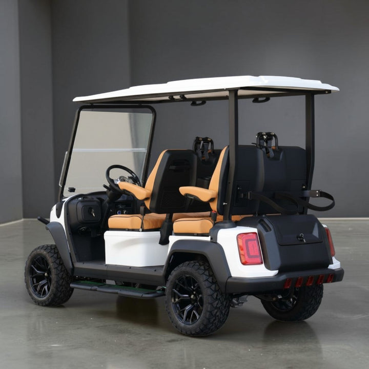 Signal White 4 Forward Golf Cart With Saddle Seats - 150ah EcoBattery LSV