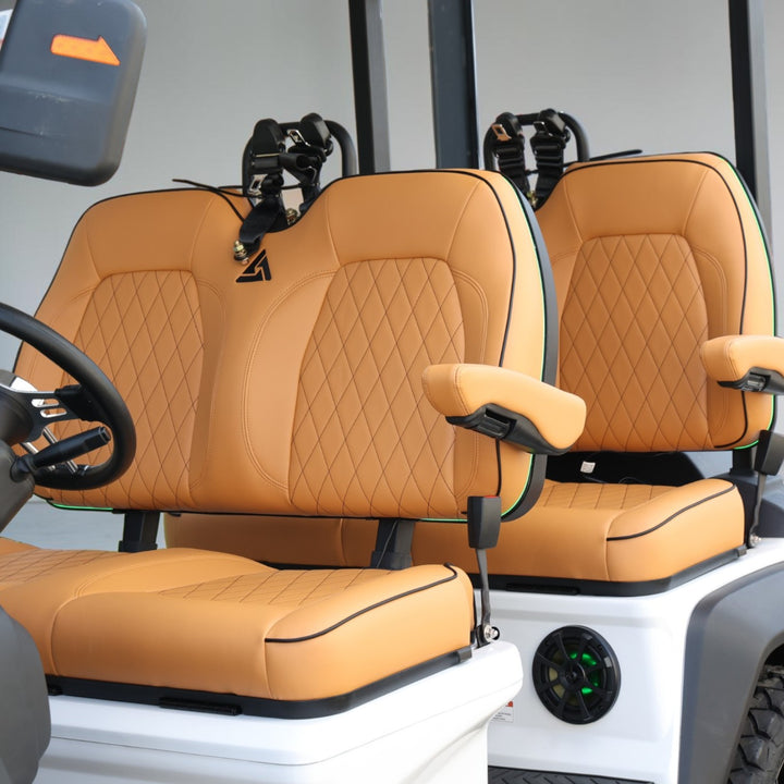 Signal White 4 Forward Golf Cart With Saddle Seats - 150ah EcoBattery LSV