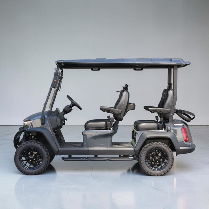 Black Grey 4 Forward Golf Cart With Black Seats - 150ah EcoBattery LSV