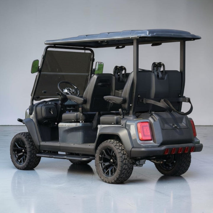 Black Grey 4 Forward Golf Cart With Black Seats - 150ah EcoBattery LSV