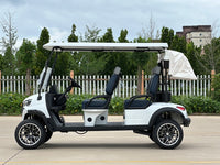 White 4 Seater Golf Cart 72v Lithium - Light Gray/Navy Seats