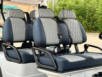 White 4 Seater Golf Cart 72v Lithium - Light Gray/Navy Seats