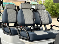 White 4 Seater Golf Cart 72v Lithium - Light Gray/Navy Seats