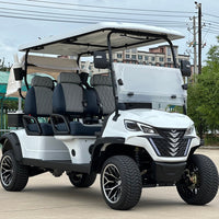 White 4 Seater Golf Cart 72v Lithium - Light Gray/Navy Seats