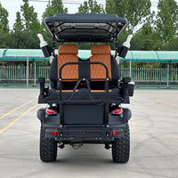 Matte Black 6 Seater Golf Cart w/ Black & Brown Seats - 72v Lithium