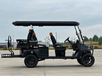 Matte Black 6 Seater Golf Cart w/ Black & Brown Seats - 72v Lithium