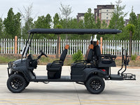 Matte Black 6 Seater Golf Cart w/ Black & Brown Seats - 72v Lithium