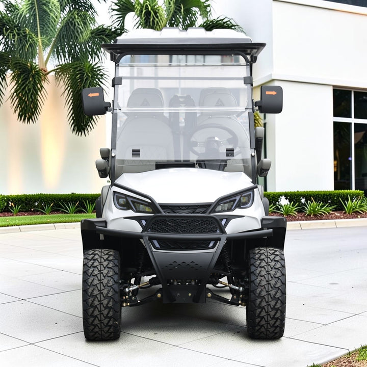 Signal White 4 Forward Golf Cart With Medium Grey Seats - 48v Extended Range Golf Cart LSV