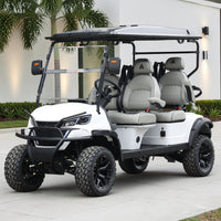 Signal White 4 Forward Golf Cart With Medium Grey Seats - 48v Extended Range Golf Cart LSV