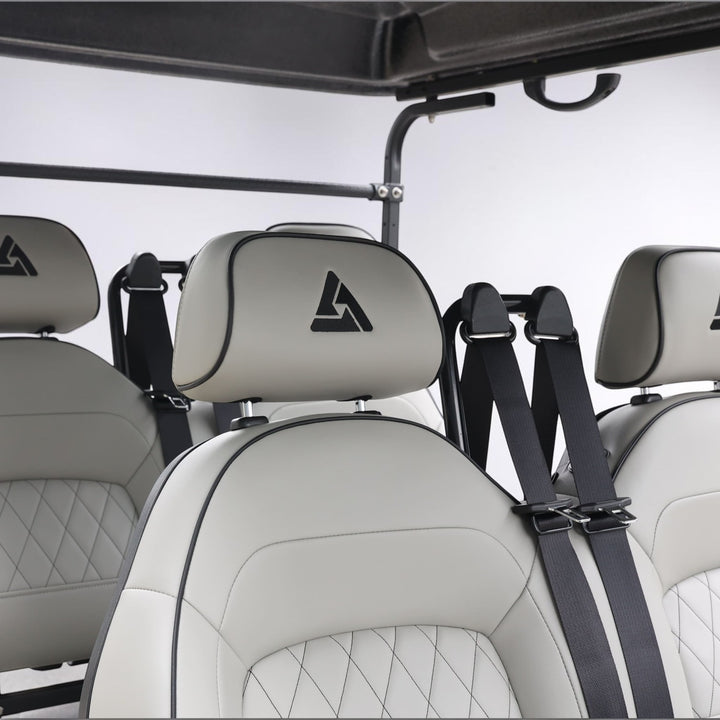 Signal White 4 Forward Golf Cart With Medium Grey Seats - 48v Extended Range Golf Cart LSV