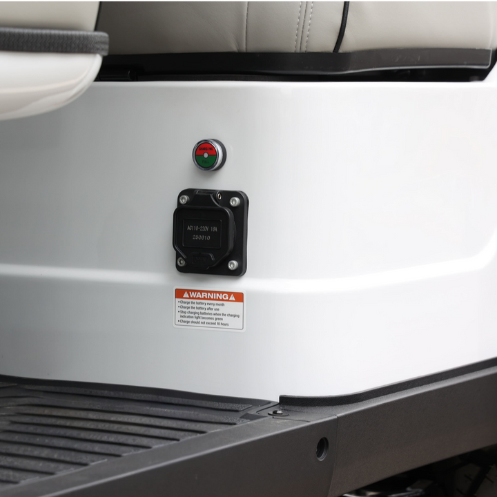 Signal White 4 Forward Golf Cart With Medium Grey Seats - 48v Extended Range Golf Cart LSV
