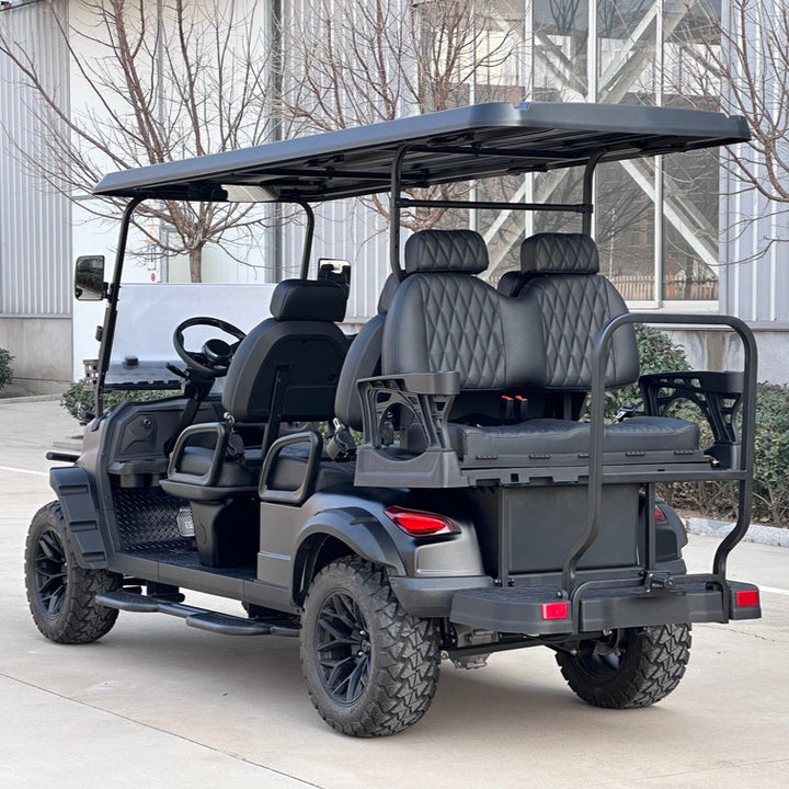 Matte Black 6 Seater Golf Cart w/ All Black Seats - 72v Lithium