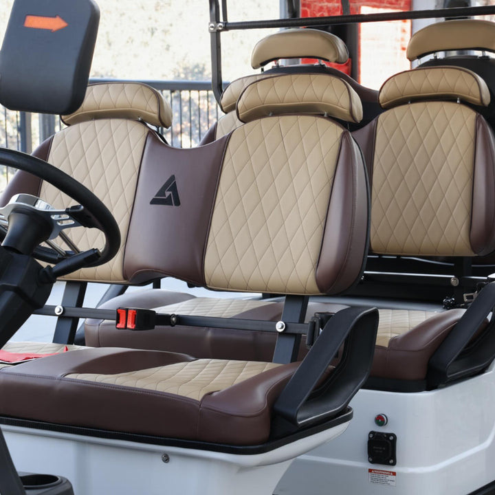 White 6 Seater With Two Tone Seats - 48v Lithium Golf Cart
