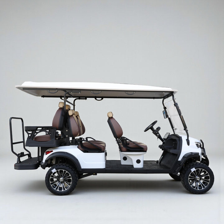 White 6 Seater With Two Tone Seats - 48v Lithium Golf Cart