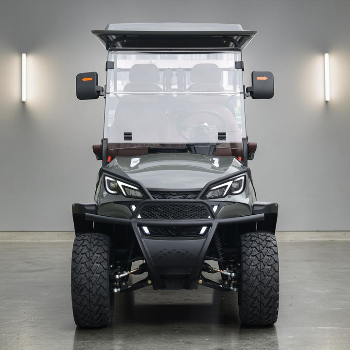 Tarpaulin Grey 6 Seater Golf Cart With Dark Brown Seats - 206ah Extended Range Golf Cart LSV