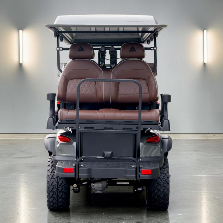 Tarpaulin Grey 6 Seater Golf Cart With Dark Brown Seats - 206ah Extended Range Golf Cart LSV