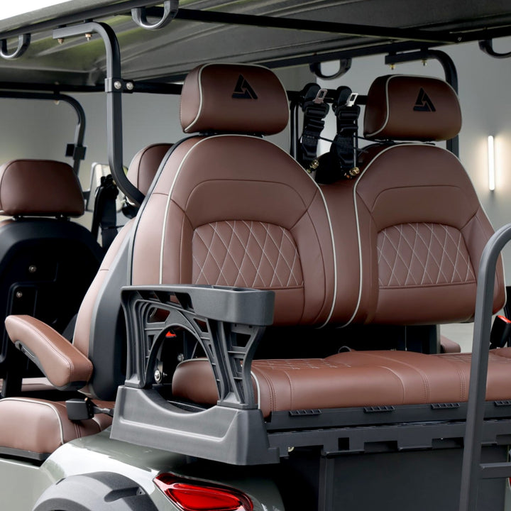 Tarpaulin Grey 6 Seater Golf Cart With Dark Brown Seats - 206ah Extended Range Golf Cart LSV