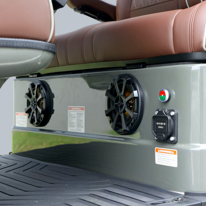 Tarpaulin Grey 6 Seater Golf Cart With Dark Brown Seats - 206ah Extended Range Golf Cart LSV