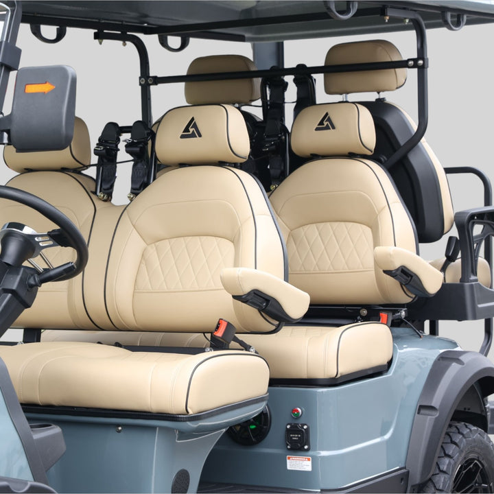 Blue Grey 6 Seater Golf Cart With Beige Seats - 206ah Extended Range Golf Cart LSV