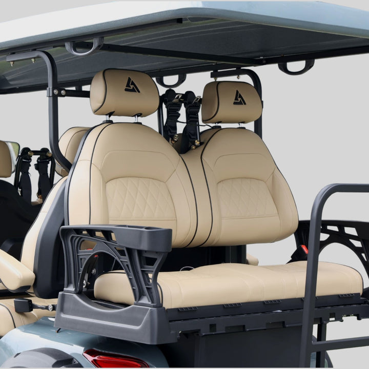 Blue Grey 6 Seater Golf Cart With Beige Seats - 206ah Extended Range Golf Cart LSV