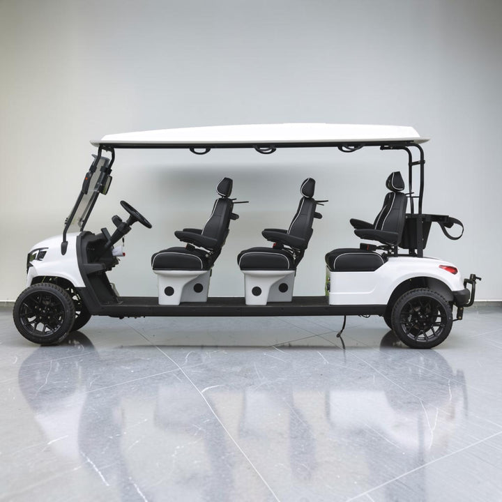 Signal White 6 Forward Golf Cart With Black Seats - 48V Non-Lifted Golf Cart LSV