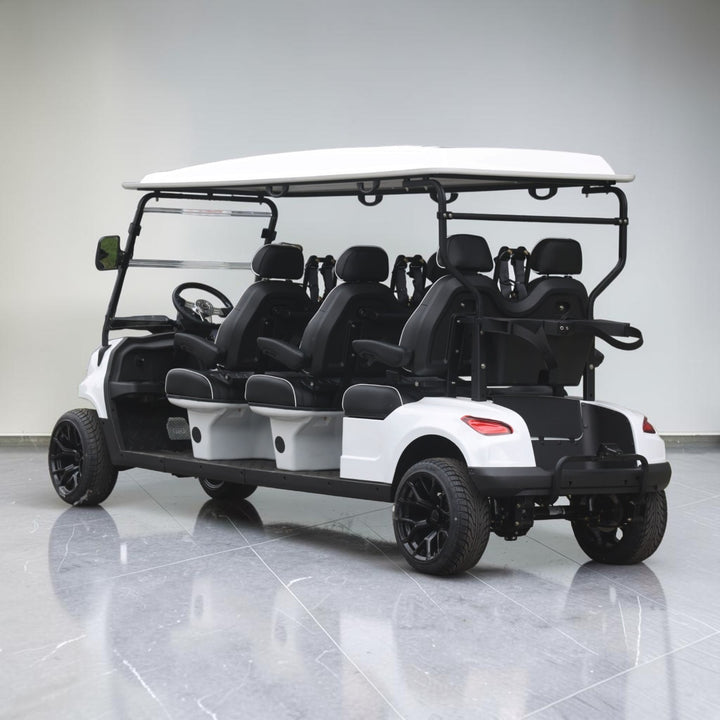 Signal White 6 Forward Golf Cart With Black Seats - 48V Non-Lifted Golf Cart LSV