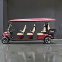 Wine Red 8 Seater Golf Cart With Beige Seats - 206ah Extended Range Golf Cart LSV