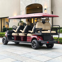 Wine Red 8 Seater Golf Cart With Beige Seats - 206ah Extended Range Golf Cart LSV