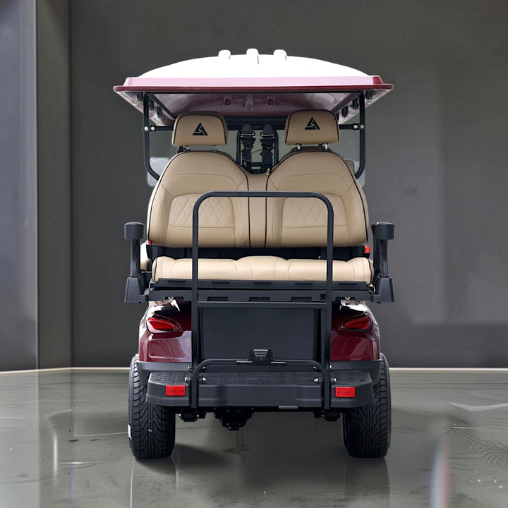 Wine Red 8 Seater Golf Cart With Beige Seats - 206ah Extended Range Golf Cart LSV