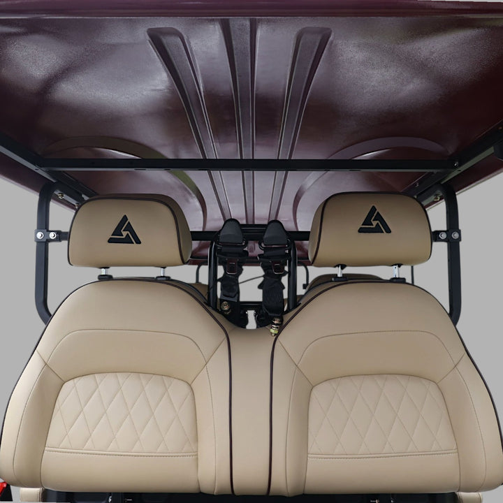 Wine Red 8 Seater Golf Cart With Beige Seats - 206ah Extended Range Golf Cart LSV