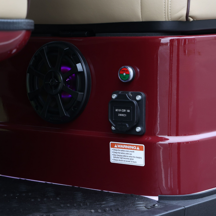 Wine Red 8 Seater Golf Cart With Beige Seats - 206ah Extended Range Golf Cart LSV